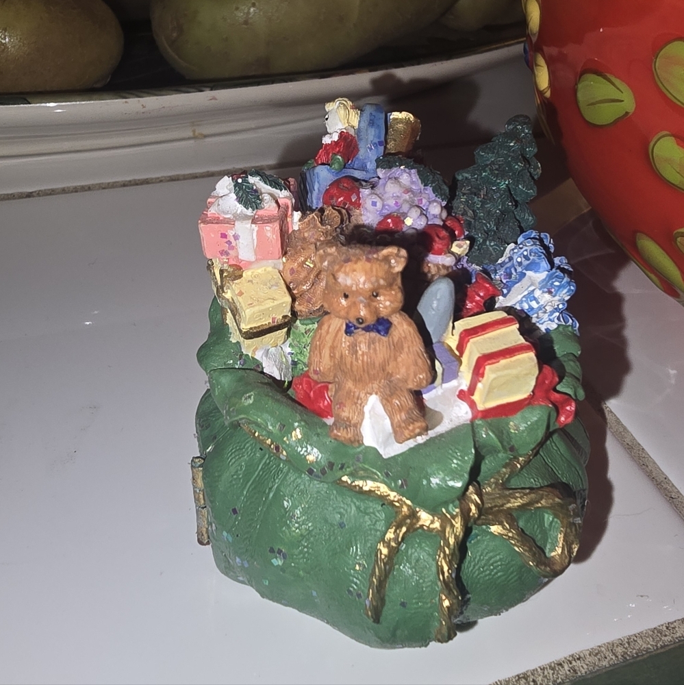 Festive Holiday Bear Figurine with Gifts